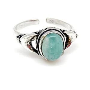 Tanvi Collection Ring Adjustable Silver Oval Amazonite Adjustable